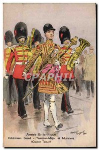 Postcard Old Drum Army British Army Staff and Great musicians Held