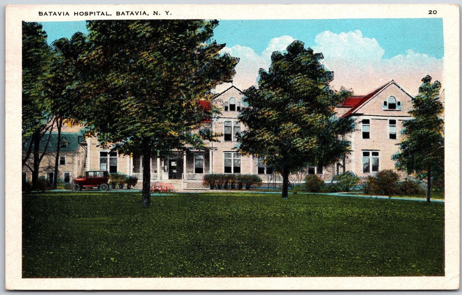 1949 Batavia Hospital Batavia New York NY Grounds Trees Building Posted