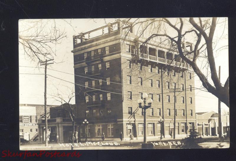 RPPC YORK NEBRASKA HOTEL MCCLOUD DOWNTOWN VINTAGE REAL PHOTO POSTCARD