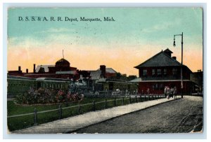 1915 D.S.S. & A. Railroad Depot, Marquette Michigan MI Posted Antique Postcard