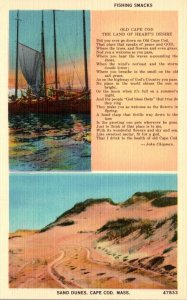 Massachusetts Cape Cod Fishing Smacks and Sand Dunes With Poem By John Chipman