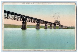 c1910's Baltimore & Ohio Railroad Bridge Over Susquehanna River Antique Postcard