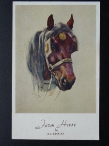 Heavy / Shire Horse Theme FARM HORSE by E.L Beckles c1930s Postcard by Valentine
