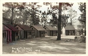 Hand-Colored RPPC Knight's Camp Cabins, Big Bear Lake CA San Bernardino Mts.