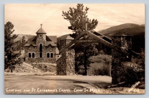 RPPC Gateway & St Catherine's Chapel Camp St Malo Colorado VINTAGE Postcard 1306