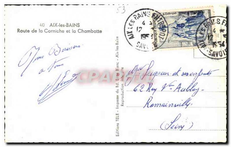 Old Postcard Aix Les Bains Route De La Corniche, And Chambotte