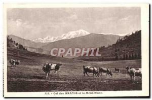 Old Postcard Col des Aravis and Mont Blanc Cows