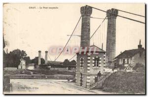 Gray Postcard Old Suspension Bridge