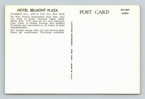 NY-New York City, Hotel Belmont Plaza Classic Cars, Advertising, Chrome Postcard
