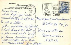 SARASOTA, FL Florida  CAPTAIN'S TABLE RESTAURANT~Interior ROADSIDE 1968 Postcard