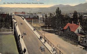 Pocatello Idaho~Center Street Viaduct~House & Billboard Below Bridge~1914 PC