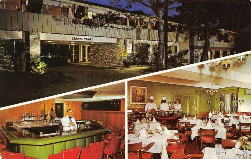 CARMEL BY THE SEA, CA California CARMEL SANDS MOTEL Bar~Dining ROADSIDE Postcard