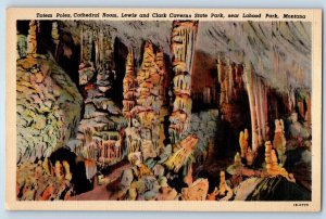 1970 Lahood Park Montana Postcard Totem Poles Cathedral Room Lewis Clark Caverns