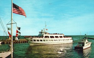 Vintage Postcard Island Queen Ocean Boats Falmouth Harbor Cape Cod Massachusetts