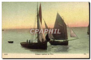 Postcard Old Fishing Boat Fishermen returning to port