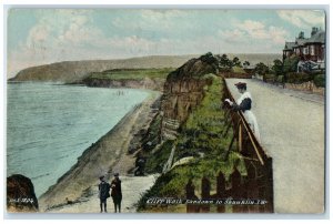 1914 Cliff Walk Sandown to Shanklin Isle of Wight Antique Forwarded Postcard