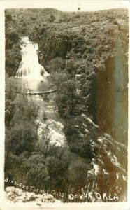 Birdseye Davis Oklahoma 1950s Turney Falls RPPC Photo Postcard 20-8397