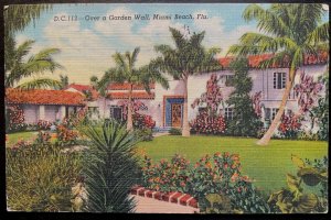 Vintage Postcard 1946 Over a Garden Wall, Miami Beach, Florida