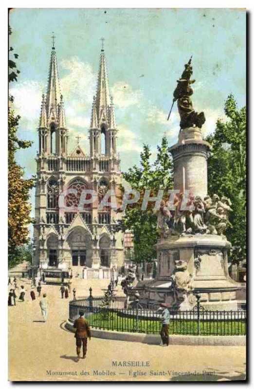 Postcard Old Marseille Monument Church Mobiles St. Vincent de Paul