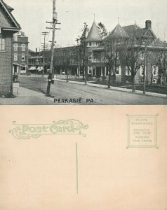 PERKASIE PA STREET SCENE ANTIQUE  POSTCARD