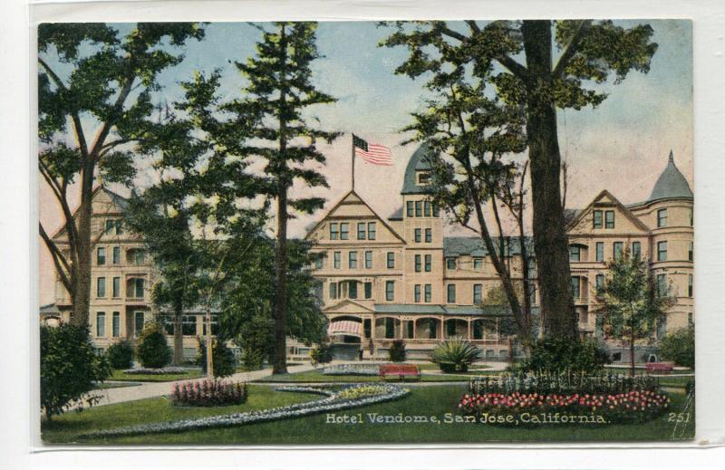 Hotel Vendome San Jose California 1910s postcard