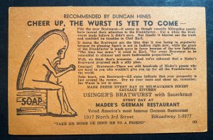 Mint Usa Advertising Postcard Maders German Restaurant Old Milwaukee