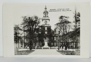 Rppc Barry Statue anf Independence Hall Philadelphia Postcard N15