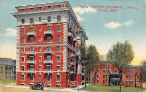 OMAHA, Nebraska NE    HAMILTON APARTMENTS~24th Street   1913 Vintage Postcard