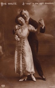 The Waltz A Step Dance Ballroom Antique Glamour Real Photo Postcard