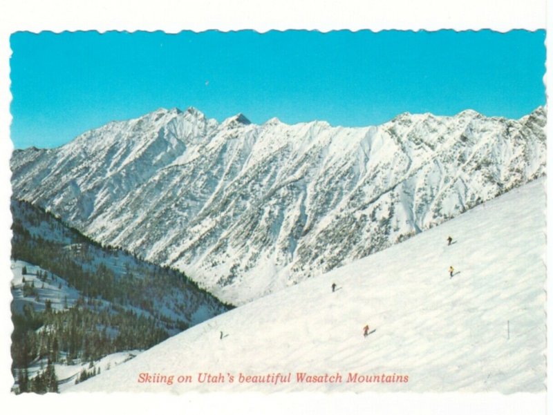 Skiing, Snowbird Resort, Wasatch Mountains, Utah, Chrome Postcard