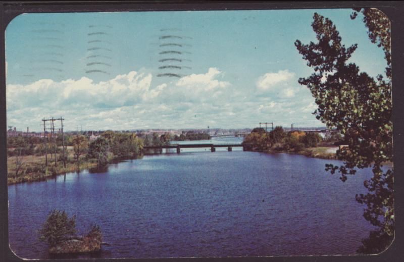 Wisconsin River From Memorial Bridge,Wausau,WI Postcard BIN