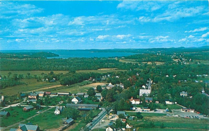 SHELBURNE VERMONT LAKE CHAMPLAIN VALLEY COUNTRY AERIAL POSTCARD c1960s 