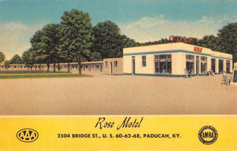 Paducah Kentucky Rose Motel Street View Antique Postcard K80890