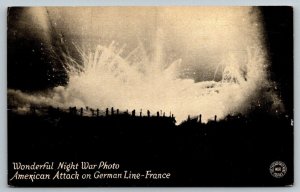 WW1  American Night Attack on German Line in France  Postcard