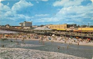 Ocean City New Jersey~Beach & Boardwalk Scene from Music Pier~1950s Postcard