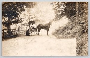 RPPC Beautiful Horse Drawn Wagon Lovely Edwardian Ladies And Gent Postcard K23