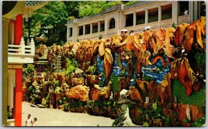Figurines On Artificial Grotto Tiger Balm Garden Hong Kong China CN Postcard