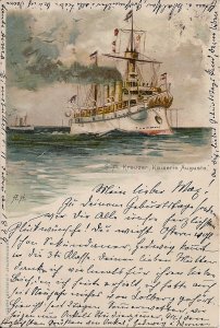 German Cruiser, SMS Kaiserin Augusta Empress Augusta 1899 Ship Navy Military