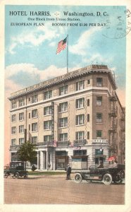 Vintage Postcard 1920's Hotel Harris Building European Plan Rooms Washington DC