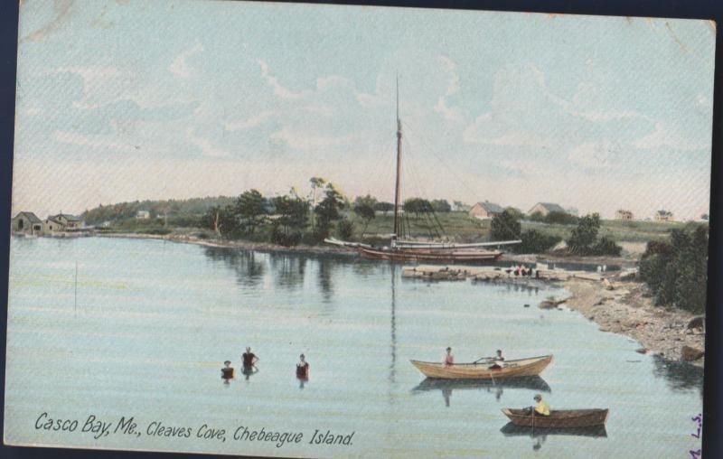 CASCO BAY ME 1906 CLEAVES COVE CHEBEAGUE ISLAND early Postcard