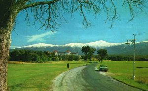 Vintage Postcard Snow-Capped Mt. Washington & Hotel Bretton Woods New Hampshire
