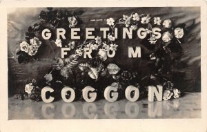 H93/ Coggon Iowa RPPC Postcard c1910 Greetings from Coggon 165