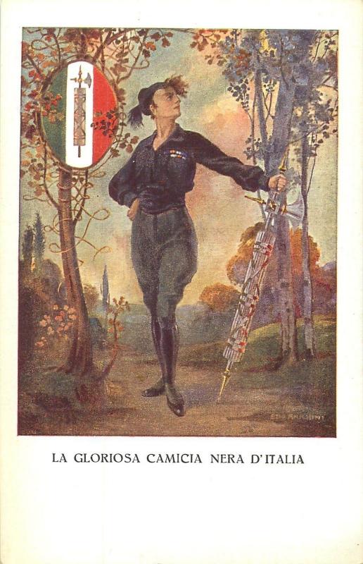 CONFINARI LA GLORIOSA CAMICIA NERA ITALIA BLACKSHIRTS ITALY SOLDIER ARTIST EZIO