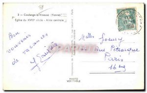 Old Postcard Coulange la Vineuse Church Central Allee