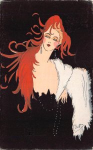 BEAUTIFUL WOMAN ART DECO SALOME ARTIST SIGNED POSTCARD (1952)