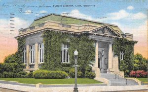 Public Library Lima Ohio 1947 linen postcard