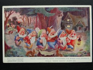 Walt Disney THEIR HOMECOMING SONG AWAKENED.... Snow White c1939 Postcard 4301