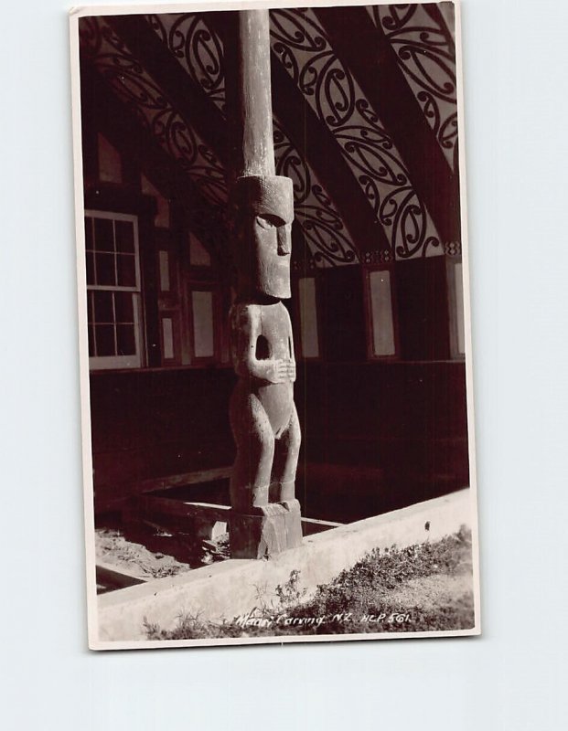 Postcard Maori Carving, New Zealand