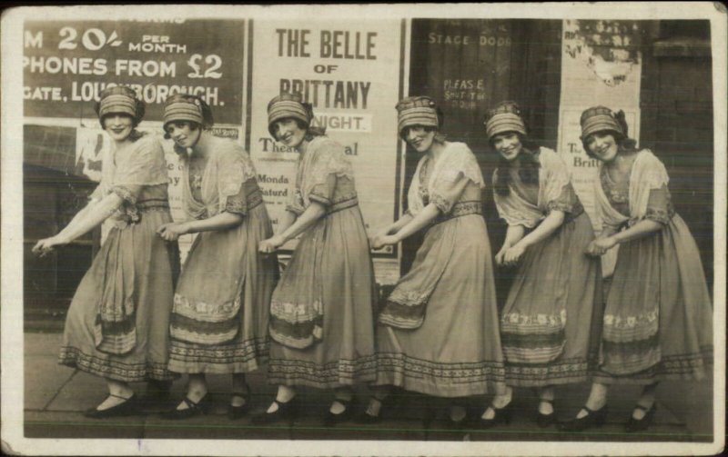Theatre Actresses Pose Promote Play Belle of Britany Posters LOUGHBOROUGH RPPC