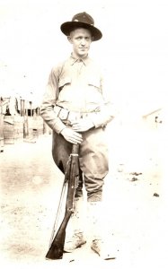 RPPC WWI Army Soldier M1903 Springfield Rifle Real Photo Postcard